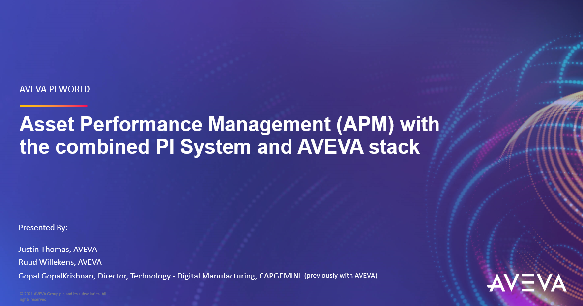 Asset Performance Management APM with the combined PI System and