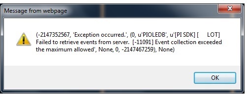 Error Event Collection Exceeded The Maximum allowed