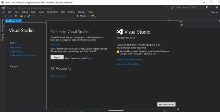 Unable to open Visual Studio in the VM for this course. Please help.